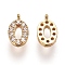 Brass Micro Pave Clear Cubic Zirconia Charms, Number, Golden, Num.0, 9.5~10x4~6.5x2mm, Hole: 0.8mm