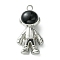 Alloy Enamel Pendants, Spaceman Charm, Platinum, 32x17x11.5mm, Hole: 2.5mm