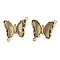 Brass Pave Faceted Glass Connector Charms, Cadmium Free & Nickel Free & Lead Free, Golden Tone Butterfly Links, Dark Khaki, 20x22x5mm, Hole: 1.2mm