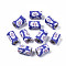 Handmade Polymer Clay Beads, Column with Jewelry Crafts Pattern, Slate Blue, 11x6~7.5mm, Hole: 2~3mm