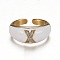 Brass Micro Pave Clear Cubic Zirconia Cuff Rings, Open Rings, with Enamel, Cadmium Free & Lead Free, Golden, Letter.X, US Size 7 1/4, Inner Diameter: 17.6mm