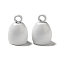Spray Painted 201 Stainless Steel Cord Ends, Egg, White, 11.5x8mm, Hole: 2mm, Inner Diameter: 6mm