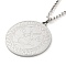 Non-Tarnish 304 Stainlessa Steel Curb Chain Pendant Necklaces, Flat Round with Tools Pattern, Stainless Steel Color, 23.62 inch(60cm)