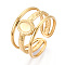 304 Stainless Steel Cuff Ring Components, Oval Pad Ring Setting, Ion Plating(IP), Real 18K Gold Plated, Tray: 6x4.5mm, 12mm, Inner Diameter: 19mm