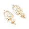 Brass Micro Pave Cubic Zirconia Links, Long-Lasting Plated, Lock with Key & Moon & Star, Clear, Real 18K Gold Plated, 28x10.5x4mm, Hole: 1.2mm