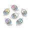 Alloy Crystal Rhinestone and ABS Imitation Pearl Connector Charms, Enamel Oval Links, Mixed Color, Platinum, 23x13.5~14x4mm, Hole: 1.6~1.8mm