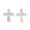 Alloy Rhinestone Beads, Grade A, Cross, Silver Color Plated, Crystal, 25x20x6mm, Hole: 1.5mm