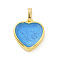 Real 18K Gold Plated Eco-friendly Rack Plating Brass Enamel Pendants, Cadmium Free & Lead Free, Long-Lasting Plated, Heart Charm, Deep Sky Blue, 17x15x3.5mm, Hole: 3.5x6mm