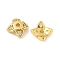 Brass Micro Pave Clear Cubic Zirconia Bead Caps, 4-Petal Flower, Real 18K Gold Plated, 5x5x2.5mm, Hole: 1mm