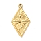 304 Stainless Steel Pendants, Rhombus with Sun & Moon Charm, Golden, 25.5x14x2mm, Hole: 1.6mm