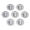 Non-Tarnish 304 Stainless Steel Charms, Laser Cut, Designed Letter Engraved, Flat Round, Stainless Steel Color, Letter.U, 14x1mm, Hole: 1.2mm