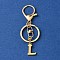 304 Stainless Steel Initial Letter Charm Keychains, with Alloy Clasp, Golden, Letter L, 8.5cm
