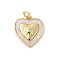 Brass Pave Natural White Shell Pendants, Heart Charms with Jump Rings, Long-Lasting Plated, Lead Free & Cadmium Free, Rack Plating, Real 18K Gold Plated, 16.5x15x3mm, Hole: 3mm