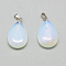Opalite Pendants, with Iron Findings, Teardrop, Platinum, 27x16x6mm, Hole: 6x2mm