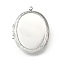 Rack Plating Brass Locket Pendants, Photo Frame Charms for Necklaces, Long-Lasting Plated, Lead Free & Cadmium Free, Oval, Platinum, 52x39x8.5mm, Hole: 2.5mm, Inner Diameter: 34x25mm