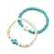 2Pcs 2 Color Synthetic Turquoise Cross Beaded Stretch Bracelets Set, Stackable Bracelets, Mixed Color, Inner Diameter: 2-1/8 inch(5.5cm), 1Pc/color
