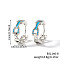 Fashionable Brass Cubic Zirconia Ring Hoop Earrings, Chain Charm, Platinum, Blue, 19x6mm
