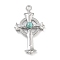Alloy & Synthetic Turquoise Big Pendants, Cross Charms, Platinum, 52x30.50x8mm,Hole:3.50mm