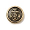 1-Hole Alloy Enamel Shank Buttons, Flat Round with Anchor Pattern, Golden, 20x9mm, Hole: 2mm