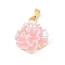 UV Plating Brass Pendants, Flower, with Resin, Iridescent, Rack Plating,Long-Lasting Plated, Lead Free & Cadmium Free, Real 18K Gold Plated , Misty Rose, 18x16x8mm, Hole: 5x2mm