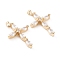 Brass Micro Pave Cubic Zirconia Pendants, Long-Lasting Plated, Cross, Clear, Real 18K Gold Plated, 39x24x5mm, Hole: 3x4mm