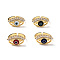 Lampwork Evil Eye Open Cuff Ring with Clear Cubic Zirconia, Real 18K Gold Plated Brass Jewelry for Women, Mixed Color, Inner Diameter: 17mm