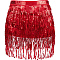 GORGECRAFT Sequin Belly Dance Hip Scarf Tassel Skirt Wrap Fringe Skirt Red Sparkly Rave Costume for Women Mardi Gras Yoga Belly Dancing Festival Clothing Halloween Party 91.34inch/232cm