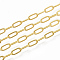 Brass Paperclip Chains, Flat Oval, Drawn Elongated Cable Chains, Soldered, with Spool, Cadmium Free & Nickel Free & Lead Free, Golden, 7.6x2.6x0.5mm, about 301.83 Feet(92m)/roll