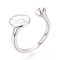 Flat Round Brass Cup Peg Ring Settings, Adjustable Ring Settings for Half Drilled Beads, Cadmium Free & Nickel Free & Lead Free, Platinum, 9.5mm, Inner Diameter: 16mm, Pin: 0.7~0.9mm