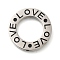 Anti-Tarnish 304 Stainless Steel Pendants, Round Ring with Word LOVE, Stainless Steel Color, 24.5x24.5x3mm, Hole: 1.8mm