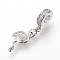 Brass Micro Pave Cubic Zirconia European Dangle Charms, Large Hole Pendants, Cadmium Free & Lead Free, Flamingo Shape, Platinum, 30x9.5x3mm, Hole: 4mm, Pendant: 20x8x2mm