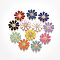 Alloy Enamel Cabochons, Flower, Golden, Mixed Color, 18x3.5mm