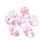 Transparent Glass Beads, Hand Drawn Beads, with Enamel, Round, Pink, Bowknot Pattern, 11.5~12x11mm, Hole: 1.5~1.6mm