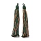 Cotton Tassel Pendants, with Polyester, Dark Green, 128~130x11~12mm, Hole: 2x3.5mm