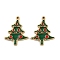 304 Stainless Steel Pendants, with Enamel, Ion Plating(IP), Christmas Tree Charm, Real 18K Gold Plated, Green, 16.5x13x1.5mm, Hole: 1mm