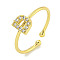 Rack Plating Brass Open Cuff Rings for Women, with Cubic Zirconia, Cadmium Free & Lead Free, Long-Lasting Plated, Letter, Letter D, Inner Diameter: 17.5mm, Letter: 7x5.5mm