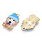 Printed Light Gold Tone Alloy Pendants,Carton Dog with Cap Charms, Deep Sky Blue, 22.5x14x2.5mm, Hole: 1.6mm