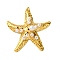 304 Stainless Steel Big Pendants, Starfish Charms, with ABS Plastic Pearl, PVD Vacuum Plating, Real 18K Gold Plated, White, 50x46.5x11mm, Hole: 1.4mm