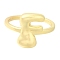 Rack Plating Brass Open Cuff Rings, Long-Lasting Plated, Letter, Letter F, 14mm