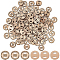 Undyed Wood Connectors Charms, Laser Cut, Falt Round with Word Handmade, Blanched Almond, 20x3.5mm, Hole: 3x7mm, 200pcs/bag