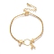 Letter A Brass Micro Pave Clear Cubic Zirconia Charm Bracelets For Women, Real 18K Gold Plated, 6-3/4 inch(17.3cm)