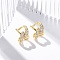 Rack Plating Brass Micro Pave Clear Cubic Zirconia Cuff Earrings, Lead Free & Cadmium Free, Real 18K Gold Plated, 13.5x10mm