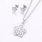 Tarnish Resistant 304 Stainless Steel Jewelry Sets, Stud Earrings and Pendant Necklaces, Flower, Stainless Steel Color, Necklace: 17.7 inch(45cm), Stud Earrings: 9x9.5x1.2mm, Pin: 0.8mm