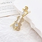 Musical Instrument Alloy Rhinestone Brooches, Violin, Clear, 45x22mm