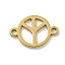Ion Plating(IP) 201 Stainless Steel Hollow Connector Charms, Peace Sign Links, Real 18K Gold Plated, 10x14.5x1mm, Hole: 1.4mm