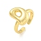 Brass Letter Open Cuff Rings for Women, Cadmium Free & Lead Free, Adjustable, Real 18K Gold Plated, Letter D, 15~16.5x7~16.5mm