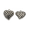 Brass Pendants, Hollow Heart, Nickel Free, Antique Silver, 20x19x9mm, Hole: 2mm
