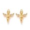 Brass Micro Pave Cubic Zirconia Pendants, Angel, Long-Lasting Plated, Nickel Free, Real 18K Gold Plated, 20.5x16.5x4.5mm, Hole: 1.4mm