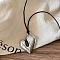 Heart Alloy Pendant Black Waxed Cord Necklaces, Silver, 23.62 inch(60cm)