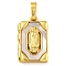 Real 18K Gold Plated Brass Pendants with Shell, Cadmium Free & Lead Free, Religion, Rectangle, 19x11.5x2.5mm, Hole: 3x5.5mm